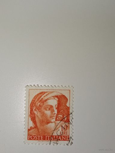Италия 1961 На марке изображена голова "Игнудо" (обнаженного юноши) с росписи Сикстинской капеллы.