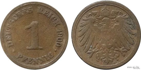 YS: Германия, Рейх, 1 пфенниг 1900D, KM# 10 (1)
