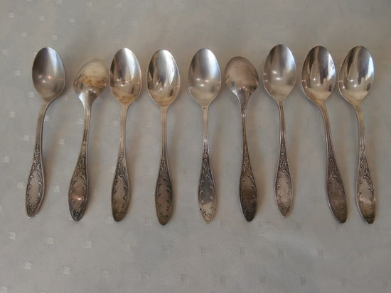 Ложка чайная мельхиор мельхиоровая 9 штук СССР 14 см.