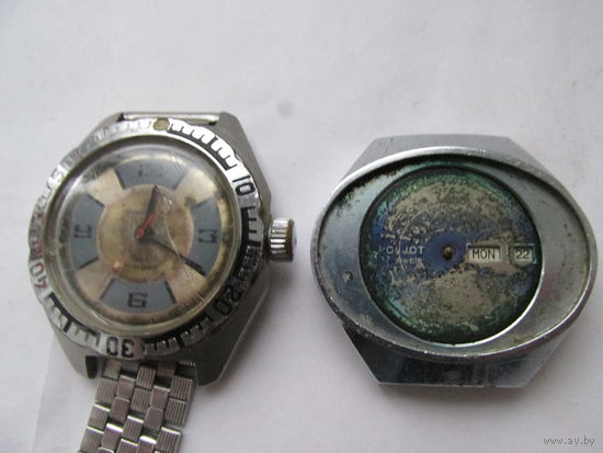 ДВОЕ НАРУЧНЫХ ЧАСОВ ВРЕМЕН СССР.