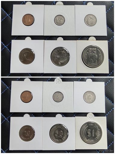 Распродажа !!! Сингапур 6 монет (1, 5, 10, 20, 50 центов, 1 доллар) 1967-1984 гг. UNC
