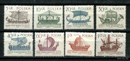 Польша - 1965 - Корабли. Флот - (ном. 30 с помятостью) - [Mi. 1562-1569] - полная серия - 8 марок. MNH.  (Лот 51JD)-TG2P3