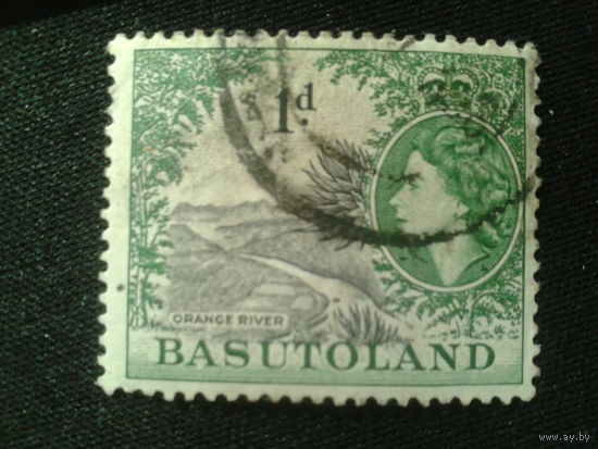 Басутоленд, колония Британии, 1954. Королева Елизавета II. Берег реки Оранж