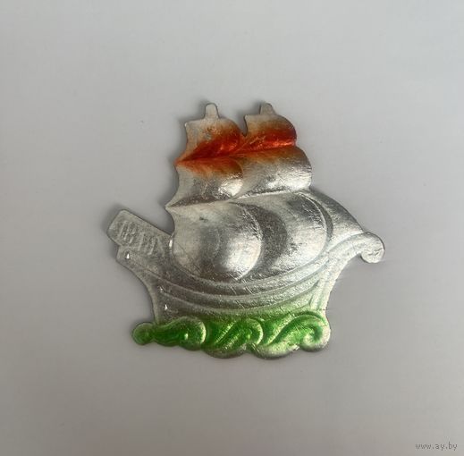 Елочная игрушка картонаж корабль парусник СССР