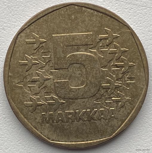 Финляндия 5 марок 1974 г. Ледокол Варма