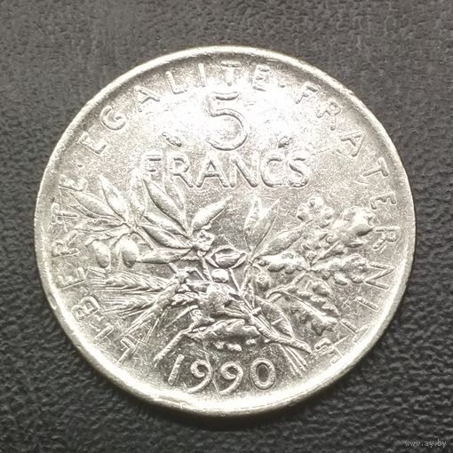Франция 5 франков 1990.Единственное предложение монеты данного года на сайте.