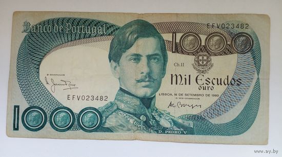 Португалия 1000 эскудо 1980 г AU.