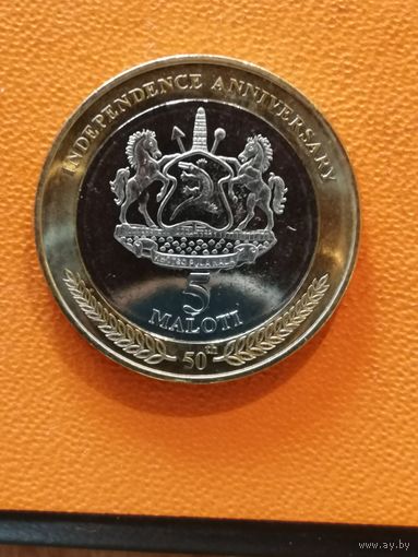Лесото, 5 малоти, 2016 год, UC# 100, 50 лет Независимости