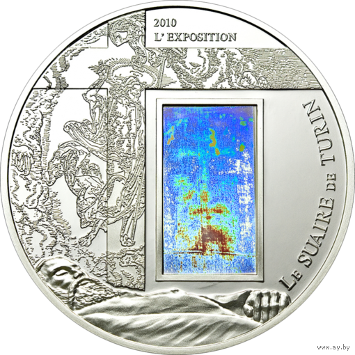 RARE Камерун 1000 франков 2010г. "Туринская плащеница". Монета в капсуле; сертификат. СЕРЕБРО 20гр.