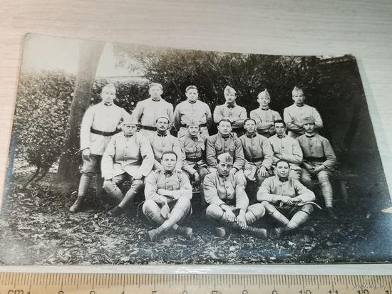 Почтовая карточка, фотография с изображением группы солдат, ПМВ.