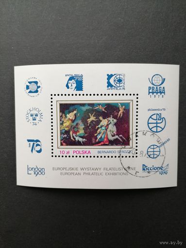 Польша 1979 Блок Mi.78 с маркой "Интернациональные филателистические выставки в Европе" (гашение с клеем) марка Mi.2643 каталог 1.00 евро