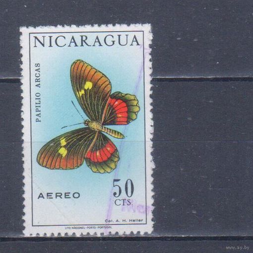 [662] Никарагуа 1967. Фауна.Бабочка.50 с. Гашеная марка.