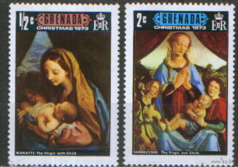 2 марки из серии 1973г. Гренада "Рождество" MNH