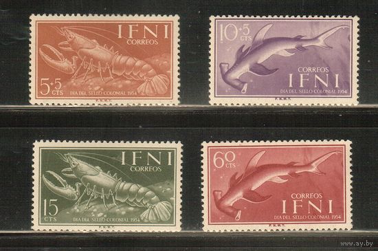 Ифни-1954(Мих.147-150),  ** (1 м - *),   Морская   Фауна , Раки  (полная серия)