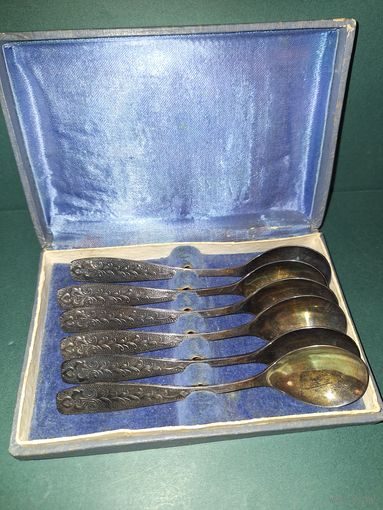 Набор чайных ложек, 6 шт., мельхиор.