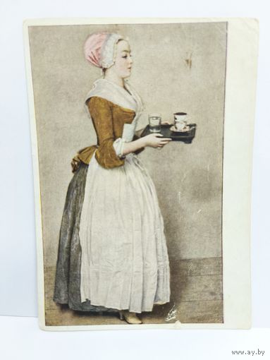 Почтовая карточка, чистая, 1955г. Шоколадница. Дрезденская галерея. 14