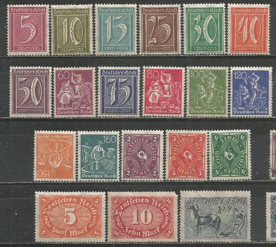 Германия(Веймарская Республика) Новые ежедневные марки. 1921г. Mi#177-96. Серия.