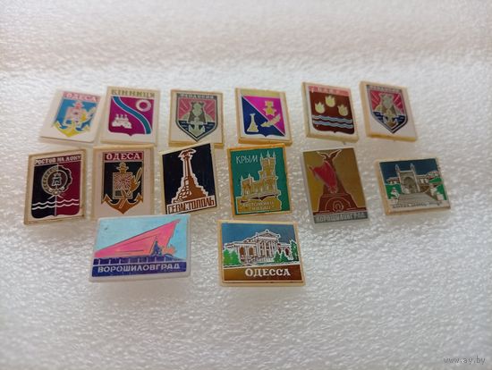 Значки из СССР.  Одесса. Винница. Феодосия. Севастополь. Баку. Ростов на Дону. Крым. Ворошиловград.Цена указывается за один значок. #-V-05