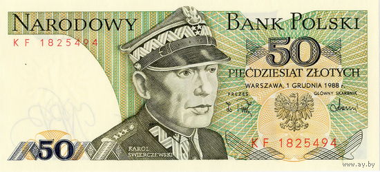Польша, 50 злотых, 1988 г. UNC