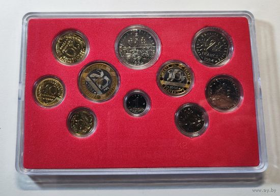 Франция, годовой набор 1994 г, 10 монет в банковской упаковке, UNC