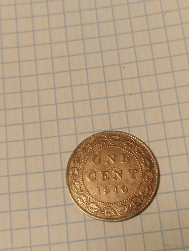 КАНАДА 1 цент 1910 год