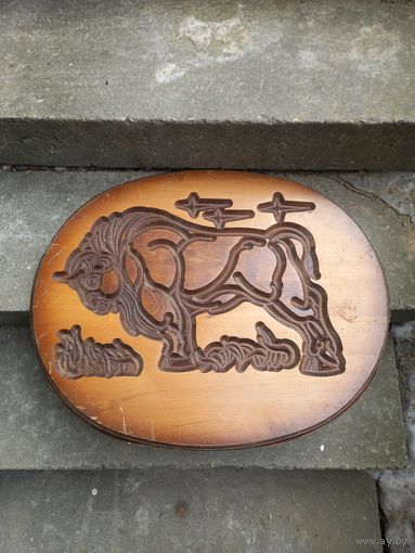 Панно зубр, дерево, винтаж