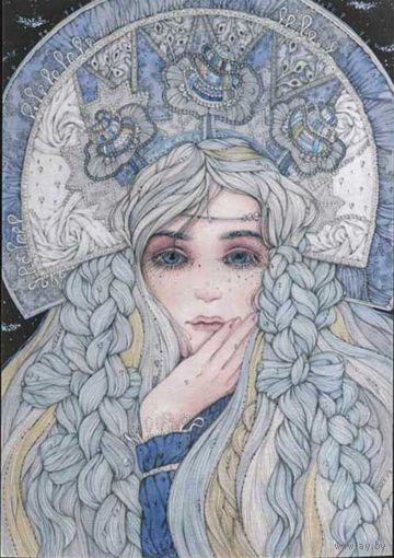 Открытка. С новым годом! Зима. Девушка. Снегурочка. (чистая)
