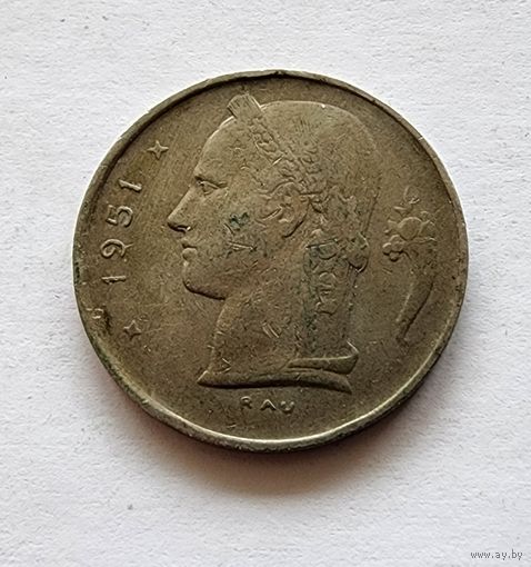 Бельгия 1 франк, 1951 Надпись на голландском  BELGIЁ