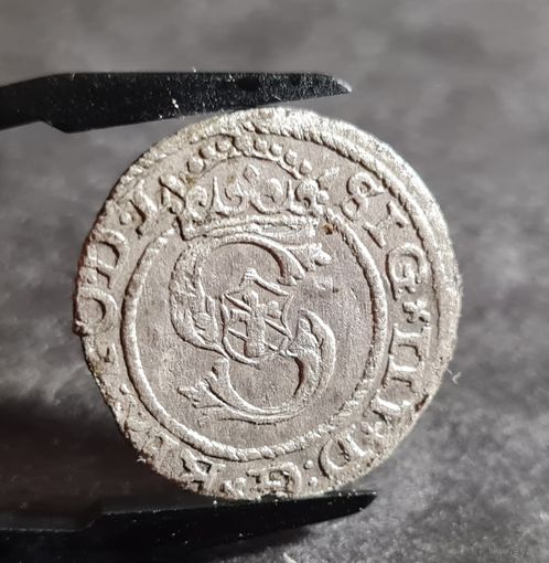Солид, шеляг 1590 года Сигизмунд III Рига Ливония, R! РЕДКИЙ! СОХРАН!