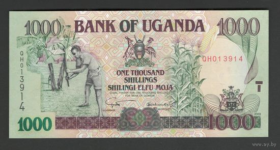Уганда 1000 шиллингов 2003 года. Тип Р-39. Состояние UNC