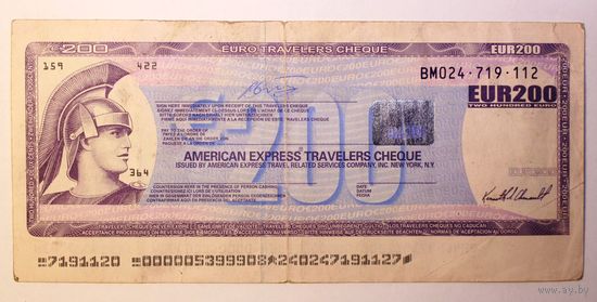 Чек "американ экспресс" на 200 EURO