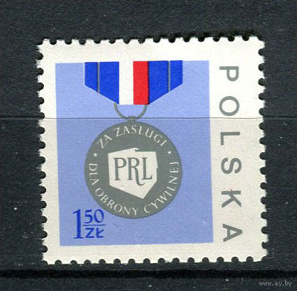 Польша - 1977 - Медаль гражданской обороны - [Mi. 2485] - полная серия - 1 марка. MNH.