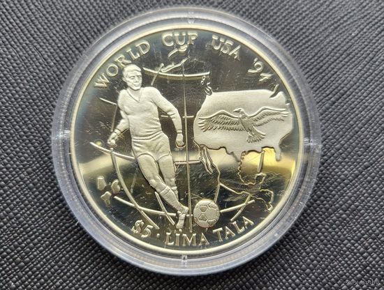 Токелау 5 тала 1994 Чемпионат мира по футболу 1994! Серебро 925 пробы 31,47 грамм! ОБМЕН!