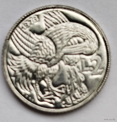 Сан-Марино 2 лиры 1973 UNC