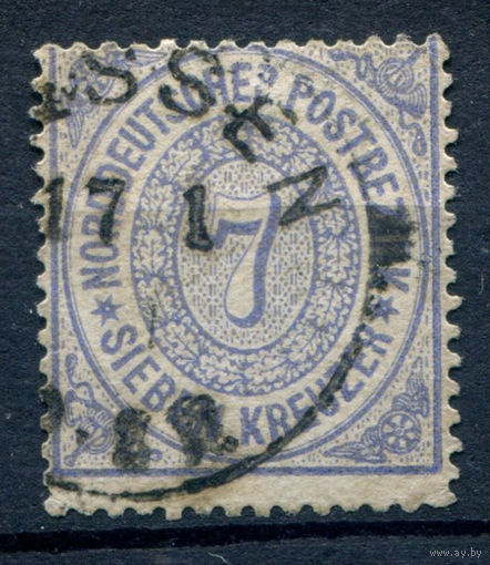 Северогерманский союз - 1869/71г. - 7 Kr - 1 марка - гашёная [Mi 22]. #1-Wu-12-A-1