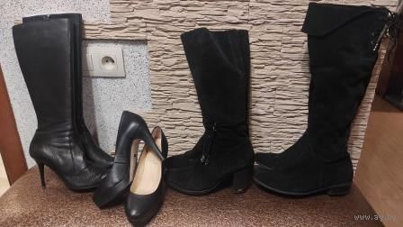 4 пары обуви на 37 размер. Цвет черный, разные сезоны. Продаю за 130 за 4 пары. Обувь идет размер в размер.