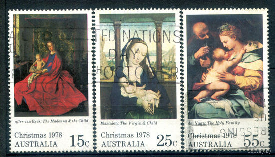Австралия - 1978г. - Рождество, картины - 3 марки - полная серия, гашёные [Mi 660-662]. #3-WB-89-A-2