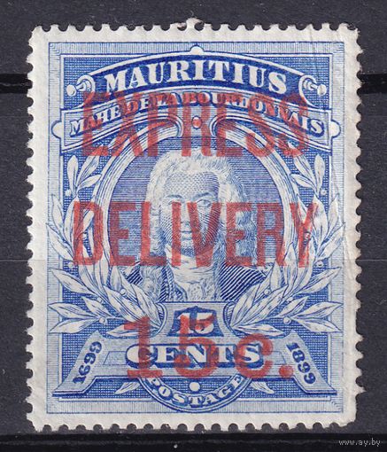 42.BrKM. Великобритания. Колонии. Маврикий. Адмирал Бертран Франсуа де Лабурдонне (1699 - 1753). Надпечатка. 15C. 1903 г. Mi.#118 II.