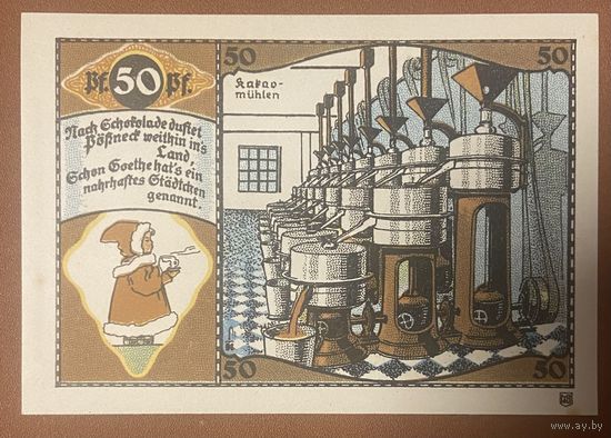 Нотгельд 50 пфеннигов 1921 год. Пёснек. Веймарская республика