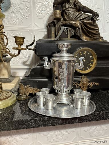 Сувенирный самовар и 6 стопок поднос Олимпиада 80