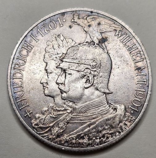 2 марки Пруссии 1901 . В честь 200 х лет Прусского Королевства. Красивая, в кабинетной патине