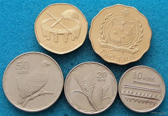 Самоа. Набор 5 монет 10, 20, 50 центов 1, 2 тала 2011 года