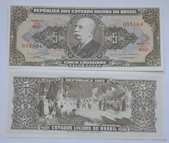 Бразилия 5 крузейро 1962 - 1964 года UNC