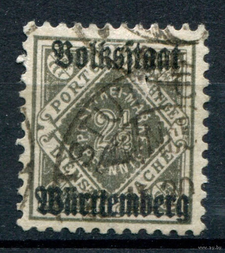 Вюртемберг (Свободное народное государство) - 1919г. - Служебные марки тип I. 2 1/2 Pf - 1 марка - гашёная [Mi 134]. #1-Wu-22-A-1