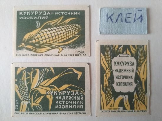 Спичечные этикетки ф.Пинск. Кукуруза