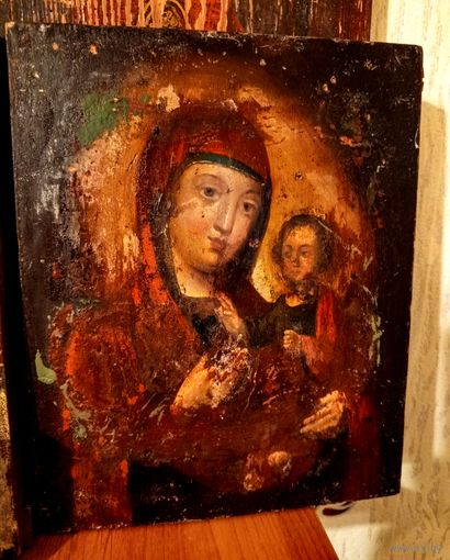 Иверская икона Божьей Матери, 19 век, Размер - 27х22 см. С 1 РУБЛЯ! ВСЕГО 3 ДНЯ!!!
