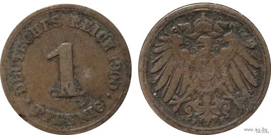 YS: Германия, Рейх, 1 пфенниг 1900F, KM# 10 (1)