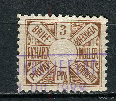 Германия - Ауэрбах - Местные марки - 1887 - Герб 3Pf - [Mi.48aB] - 1 марка. Гашеная.  (Лот 85CX)