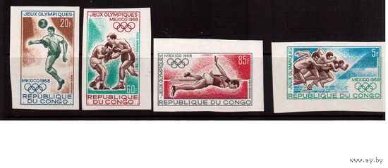 Конго-1968,(Мих.167В-170В)  ** БЗЦ  Спорт, ОИ-1968