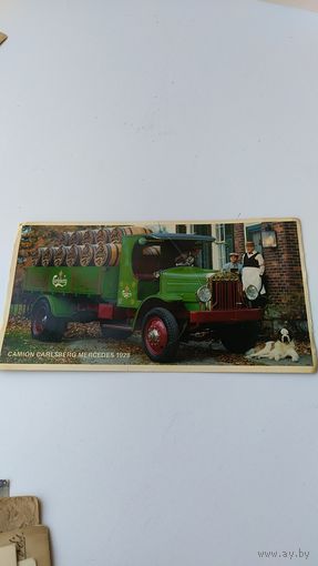 Открытка автомобиль 1928 Daimler-Benz card Camion Carlsberg Mercedes (Montevideo, Uruguay)